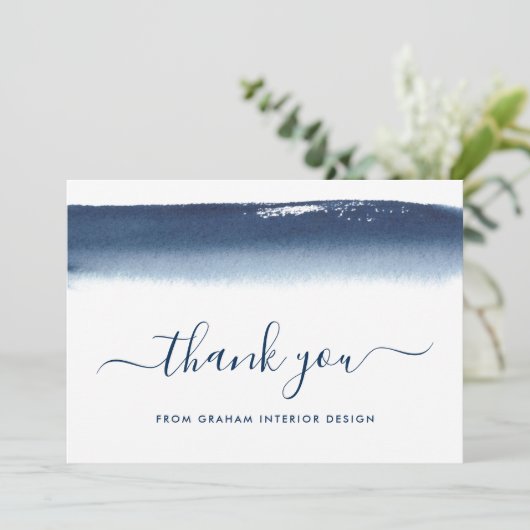 Berufliches Elegant Navy Blue Business Dankeskarte (Stehend Vorderseite)