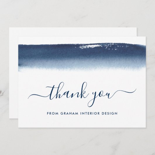 Berufliches Elegant Navy Blue Business Dankeskarte (Vorne/Hinten)