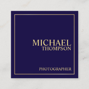 Berufliches Elegant Navy Blue und Gold Quadratische Visitenkarte