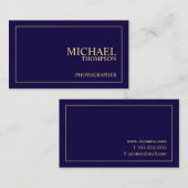 Berufliches Elegant Navy Blue und Gold Visitenkarte (Vorne/Hinten)
