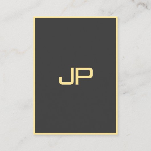 Berufliches elegantes Black & Gold Monogramm Visitenkarte (Rückseite)