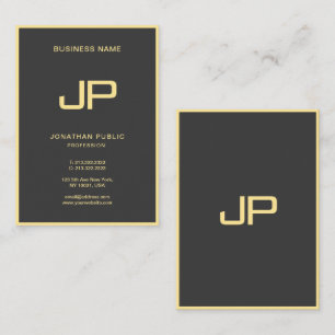 Berufliches elegantes Black & Gold Monogramm Visitenkarte