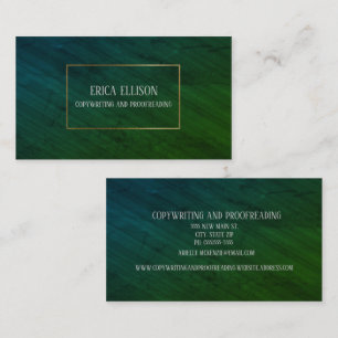 Berufliches elegantes Blue Green Gold-Copywriting Visitenkarte