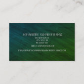 Berufliches elegantes Blue Green Gold-Copywriting Visitenkarte (Rückseite)