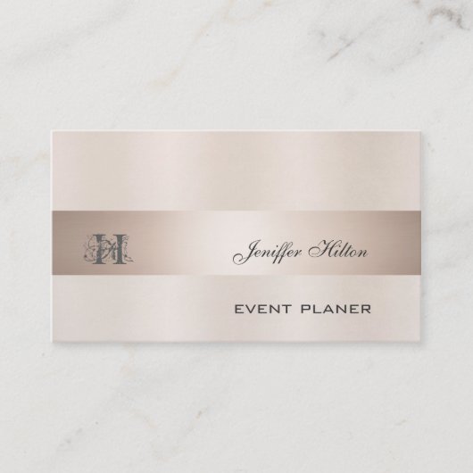 Berufliches elegantes Champagner-Rose-Monogramm Visitenkarte (Vorderseite)