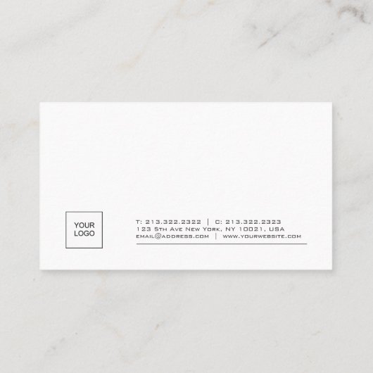 Berufliches elegantes Design-Unternehmen Schlicht Visitenkarte (Rückseite)