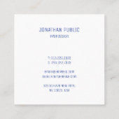 Berufliches, elegantes, einfaches Blaues Template Quadratische Visitenkarte (Rückseite)