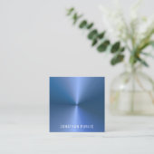 Berufliches, elegantes, einfaches Blaues Template Quadratische Visitenkarte (Stehend Vorderseite)