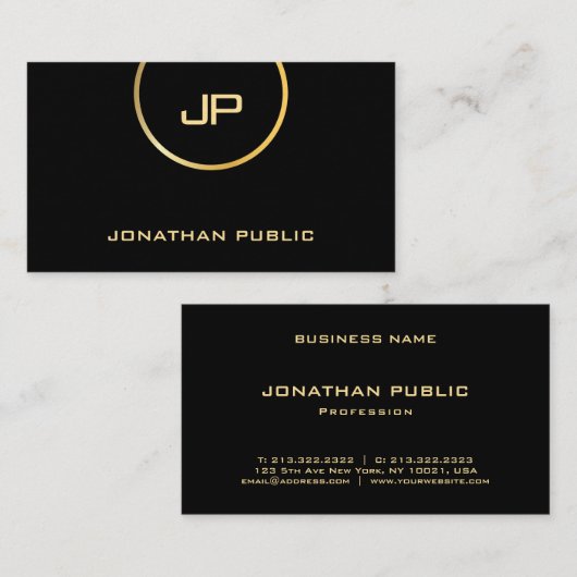 Berufliches elegantes Glam Gold Look Modernes Prem Visitenkarte (Vorne/Hinten)