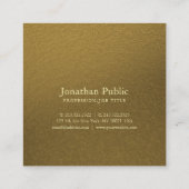 Berufliches elegantes Gold Look Creative Luxus Quadratische Visitenkarte (Rückseite)