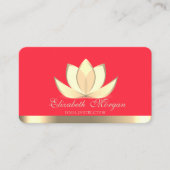 Berufliches Elegantes Gold Lotus, Yoga Red Visitenkarte (Vorderseite)