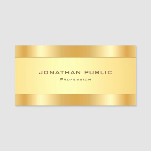 Berufliches elegantes Gold-Metallic-Look Namensschild (Vorderseite)