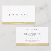 Berufliches Elegantes Gold Weiß Modernes Einfaches Visitenkarte (Vorne/Hinten)