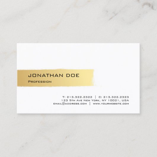 Berufliches Elegantes Gold Weiß Modernes Einfaches Visitenkarte (Vorderseite)