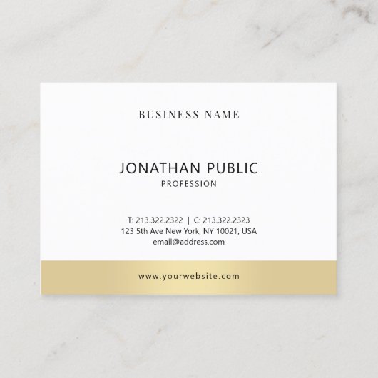Berufliches elegantes Goldweiße moderne Schablone Visitenkarte (Rückseite)