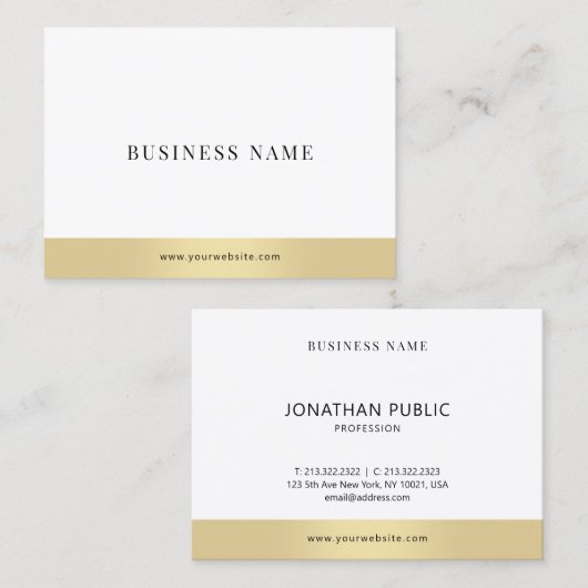 Berufliches elegantes Goldweiße moderne Schablone Visitenkarte (Vorne/Hinten)