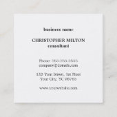 Berufliches, elegantes, graues Monogramm Quadratische Visitenkarte (Rückseite)