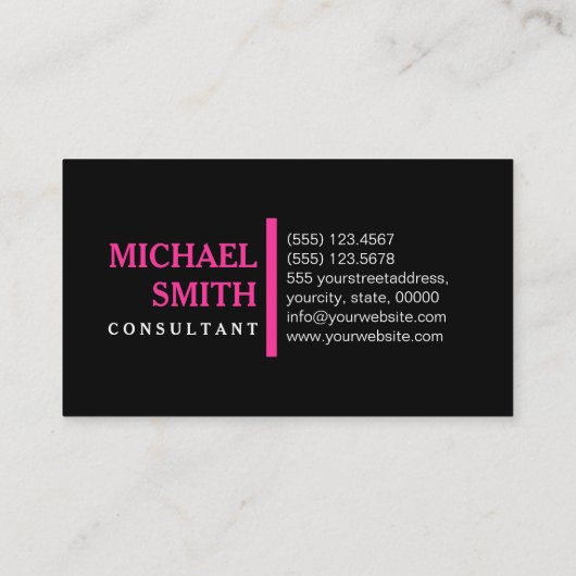 Berufliches elegantes Hot Pink Modernes Schlichtes Visitenkarte (Rückseite)