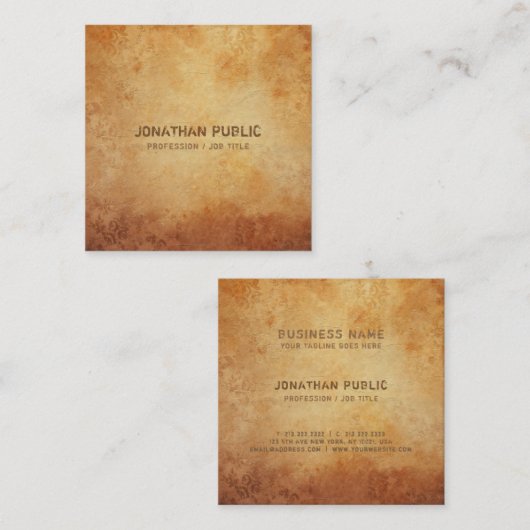 Berufliches elegantes kreatives antikes Aussehen L Quadratische Visitenkarte (Vorne/Hinten)