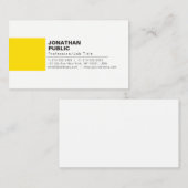 Berufliches, elegantes, kreatives, weißes Gelb Sch Visitenkarte (Vorne/Hinten)