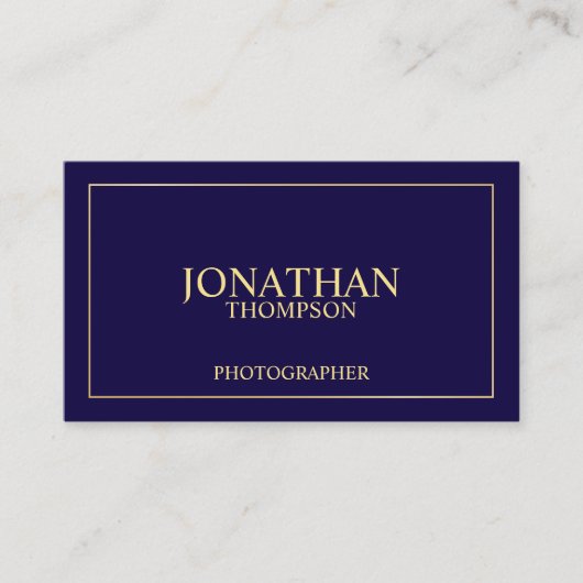 Berufliches elegantes Marine-Blau und Gold Visitenkarte (Vorderseite)