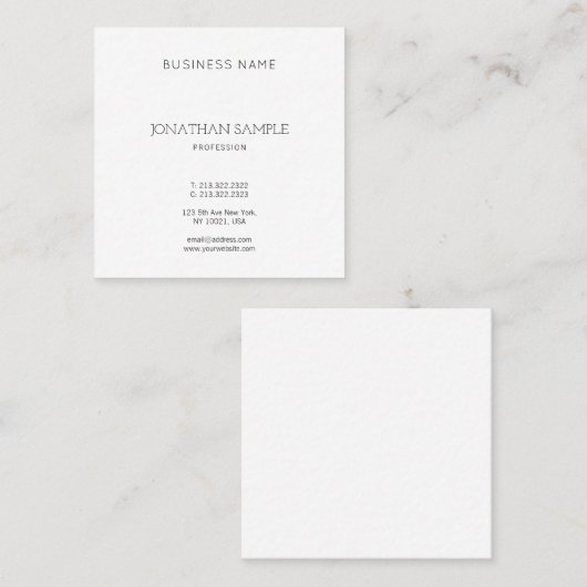 Berufliches elegantes Minimalistisches Design Mode Quadratische Visitenkarte (Vorne/Hinten)