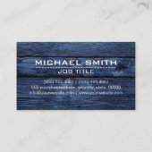 Berufliches elegantes, modernes dunkelblaues Holzb Visitenkarte (Rückseite)