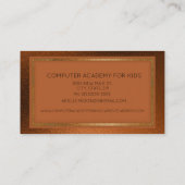 Berufliches Elegantes modernes Metall-Kupfer-Gold Visitenkarte (Rückseite)