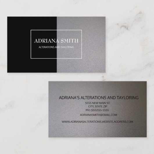 Berufliches Elegantes modernes Metallisches Schwar Visitenkarte (Vorne/Hinten)