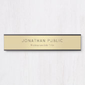 Berufliches elegantes, modernes Schwarzes Gold-Tem Türschild (Vorderseite )