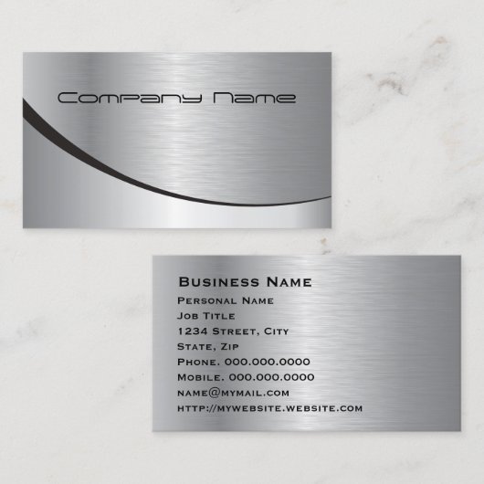 Berufliches elegantes modernes Silbermetall Visitenkarte (Vorne/Hinten)