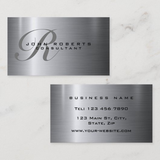 Berufliches Elegantes modernes Silbermetall Visitenkarte (Vorne/Hinten)