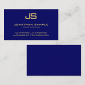 Berufliches, elegantes Monogram Navy Blue Gold Visitenkarte (Vorne/Hinten)