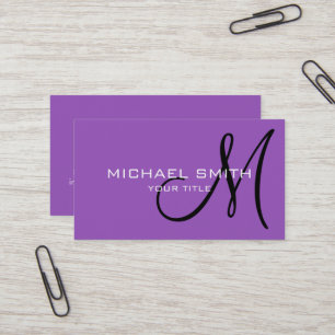 Berufliches elegantes Monogramm Schlicht Lilac Visitenkarte