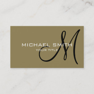 Berufliches elegantes Monogramm Schlicht Tan Visitenkarte