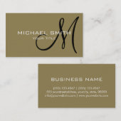 Berufliches elegantes Monogramm Schlicht Tan Visitenkarte (Vorne/Hinten)