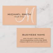 Berufliches elegantes Monogramm Schlichtes Peach Visitenkarte (Vorne/Hinten)