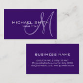 Berufliches elegantes Monogramm Schlichtes Violett Visitenkarte (Vorne/Hinten)