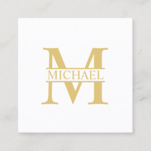 Berufliches, elegantes Monogramm weiß und Gold Quadratische Visitenkarte