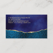 Berufliches elegantes Navy Blue & Gold Agate Visitenkarte (Rückseite)