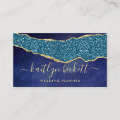 Berufliches elegantes Navy Blue & Gold Agate Visitenkarte (Vorderseite)