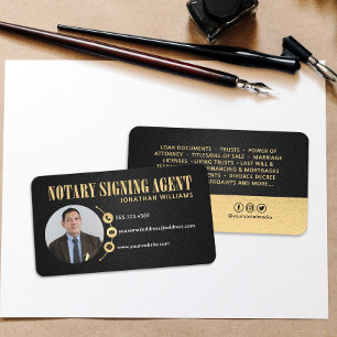 Berufliches elegantes Notar Signing Agent Foto Visitenkarte