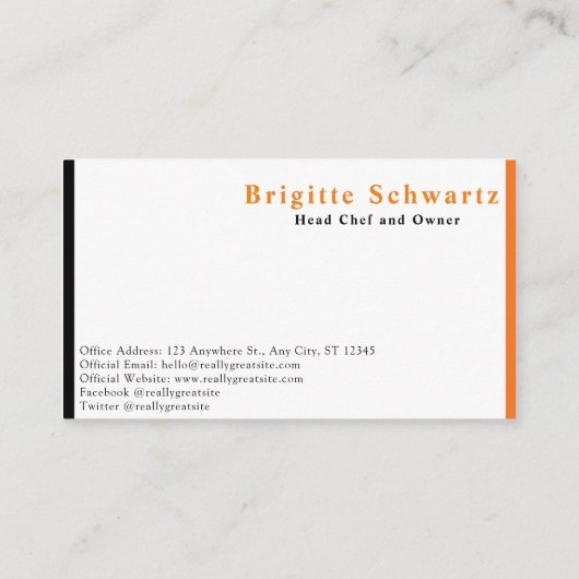 Berufliches elegantes Restaurant und Catering Visitenkarte (Rückseite)