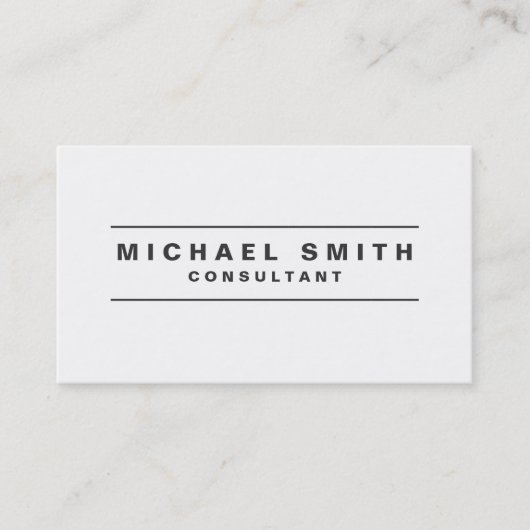 Berufliches elegantes schlichtes weißes modernes visitenkarte (Vorderseite)
