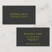 Berufliches Elegantes Schwarzes Einfaches Schlicht Visitenkarte (Vorne/Hinten)