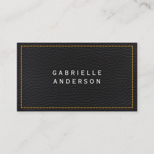 Berufliches, elegantes schwarzes Leder | Gelbe See Visitenkarte (Vorderseite)