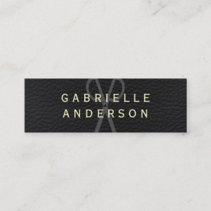 Berufliches, elegantes schwarzes Leder mit fett fo Mini Visitenkarte