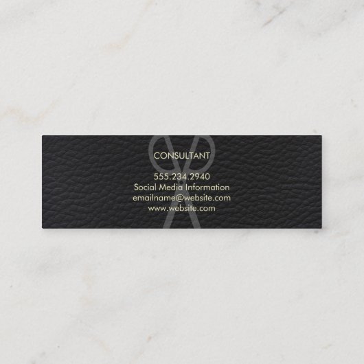 Berufliches, elegantes schwarzes Leder mit fett fo Mini Visitenkarte (Rückseite)