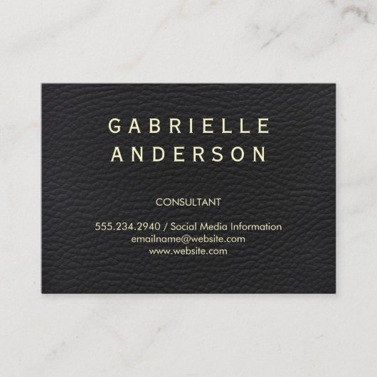 Berufliches, elegantes schwarzes Leder mit fett fo Visitenkarte (Vorderseite)