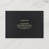 Berufliches, elegantes schwarzes Leder mit fett fo Visitenkarte (Rückseite)